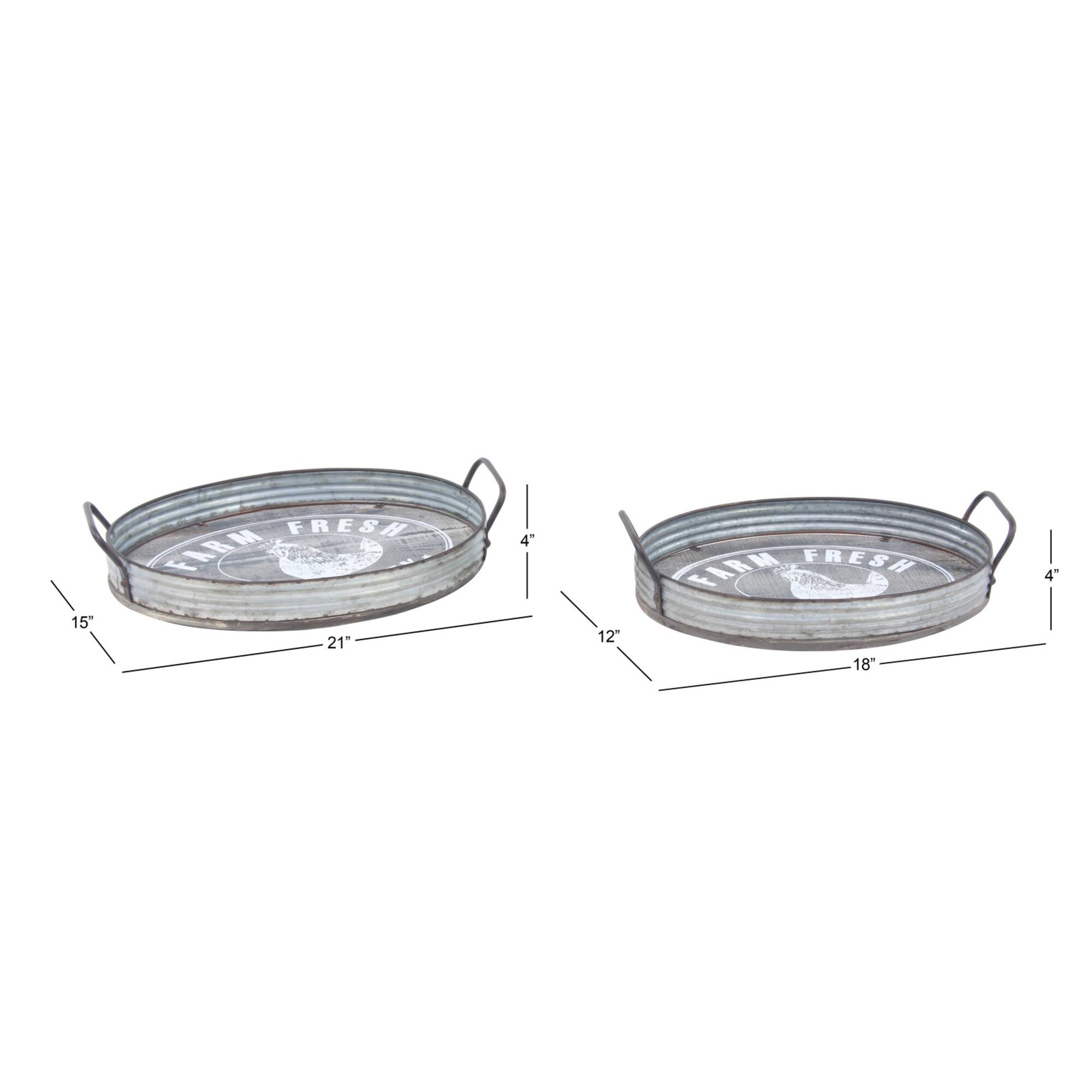 Gray Metal Farmhouse Tray Set